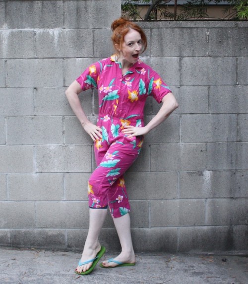 New Dress A Day - DIY - 80s Tropical Pantsuit - Vintage - Thrift Store Shopping