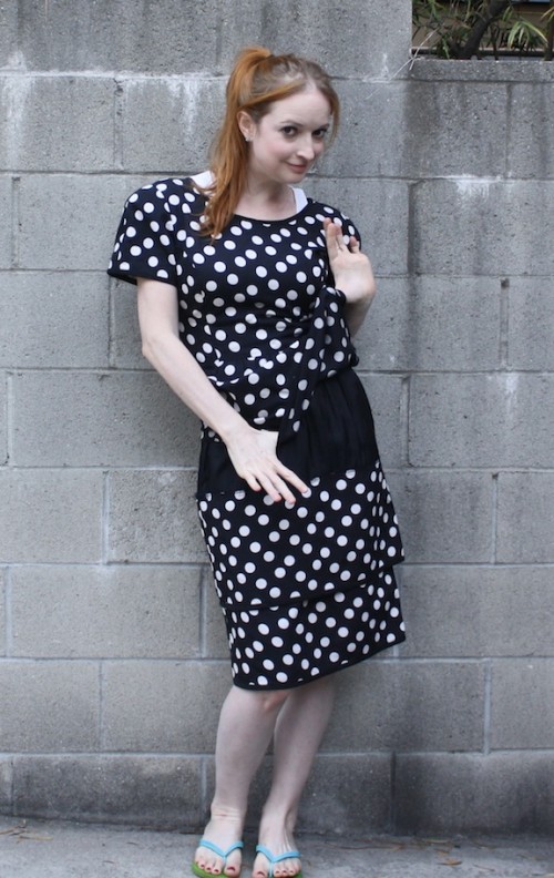 New Dress A Day - vintage polka dot dressl - thrift store shopping