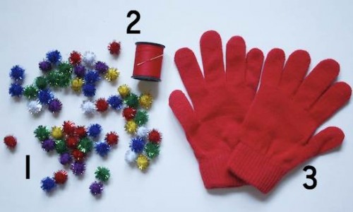 New Dress A Day - Holiday DIY - pom pom gloves