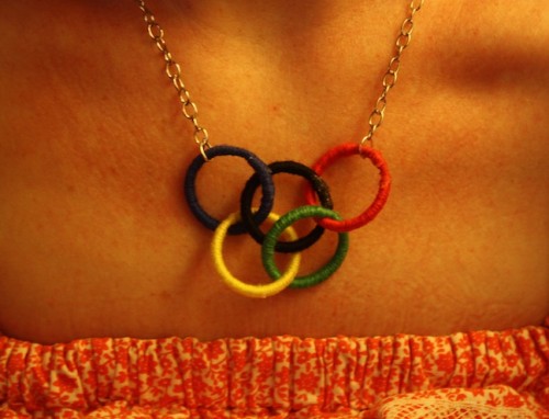 New Dress A Day - DIY - Vintage Dress - Olympic Rings Necklace - Finished Rings - 81