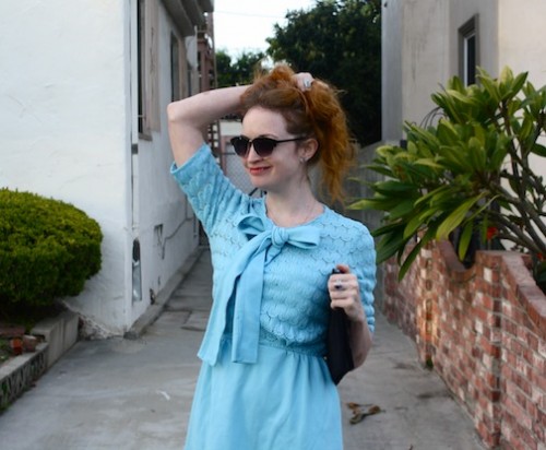 New Dress A Day - Blue Collared 60s Dress - vintage dress - thrift store shopping