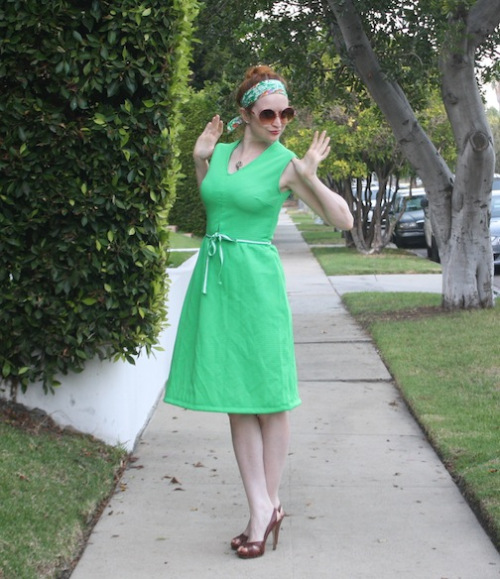 New Dress A Day - vintage lime green dress