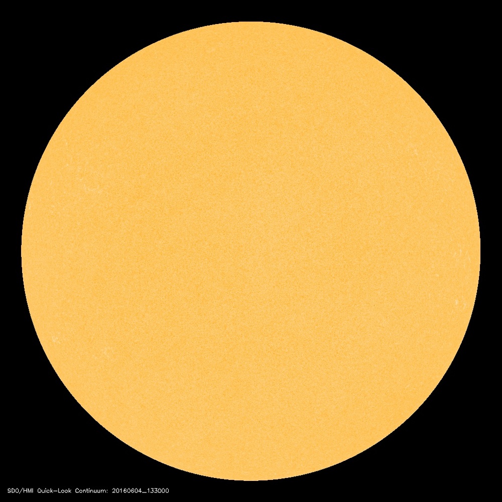 There are no visible sunspots on the most current solar image; courtesy NASA/SDO, spaceweather.com