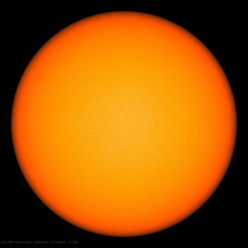 The latest solar image is completely spotless for the second time this month; image courtesy NASA