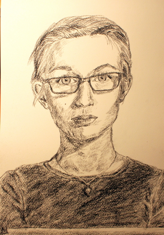 first selfportrait in charcoal / b4 paper