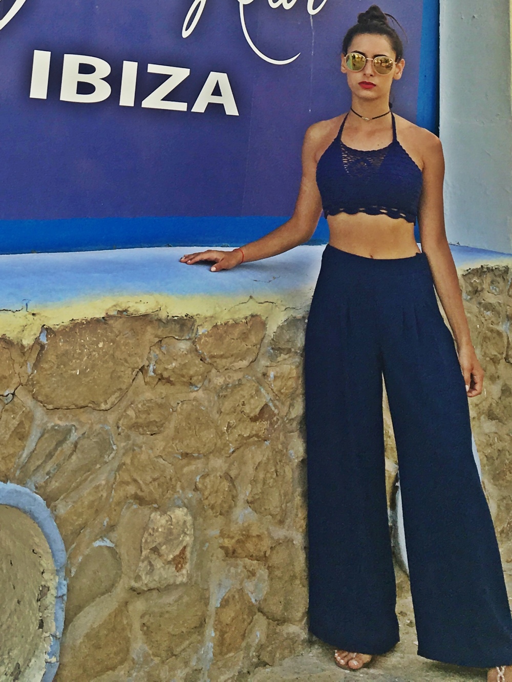Wearing accessories from Topshop (necklace), Trousers from Primark and crop top from BoraBora Bikinis. 