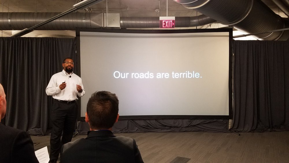 Dayton startup Road-Aid's founder James Bridgers shared his innovative solution to an obvious societal pain point last night at Uptech Demo Day. 