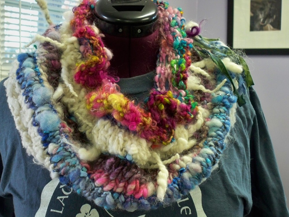 Handspun wool C11 Hand Knit cowl