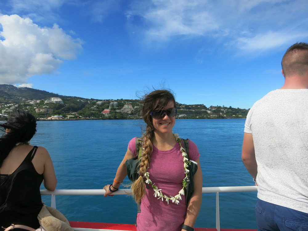 On the ferry from Tahiti to Moorea.  