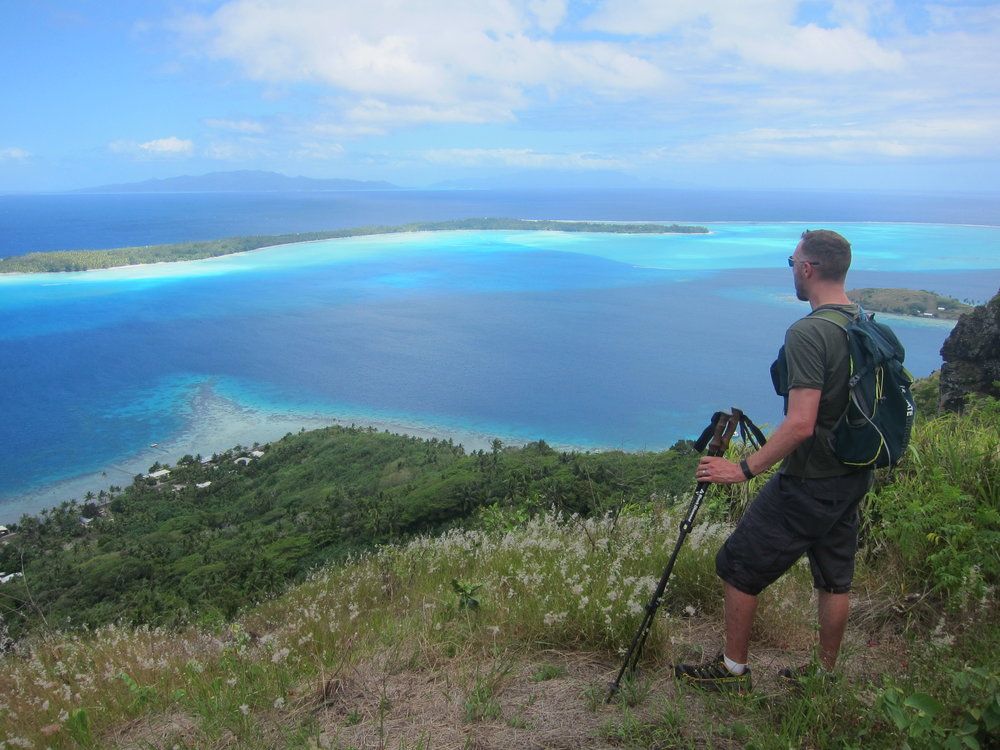 Looking out over the lagoon and the small motus surrounding the main island of Bora Bora.  