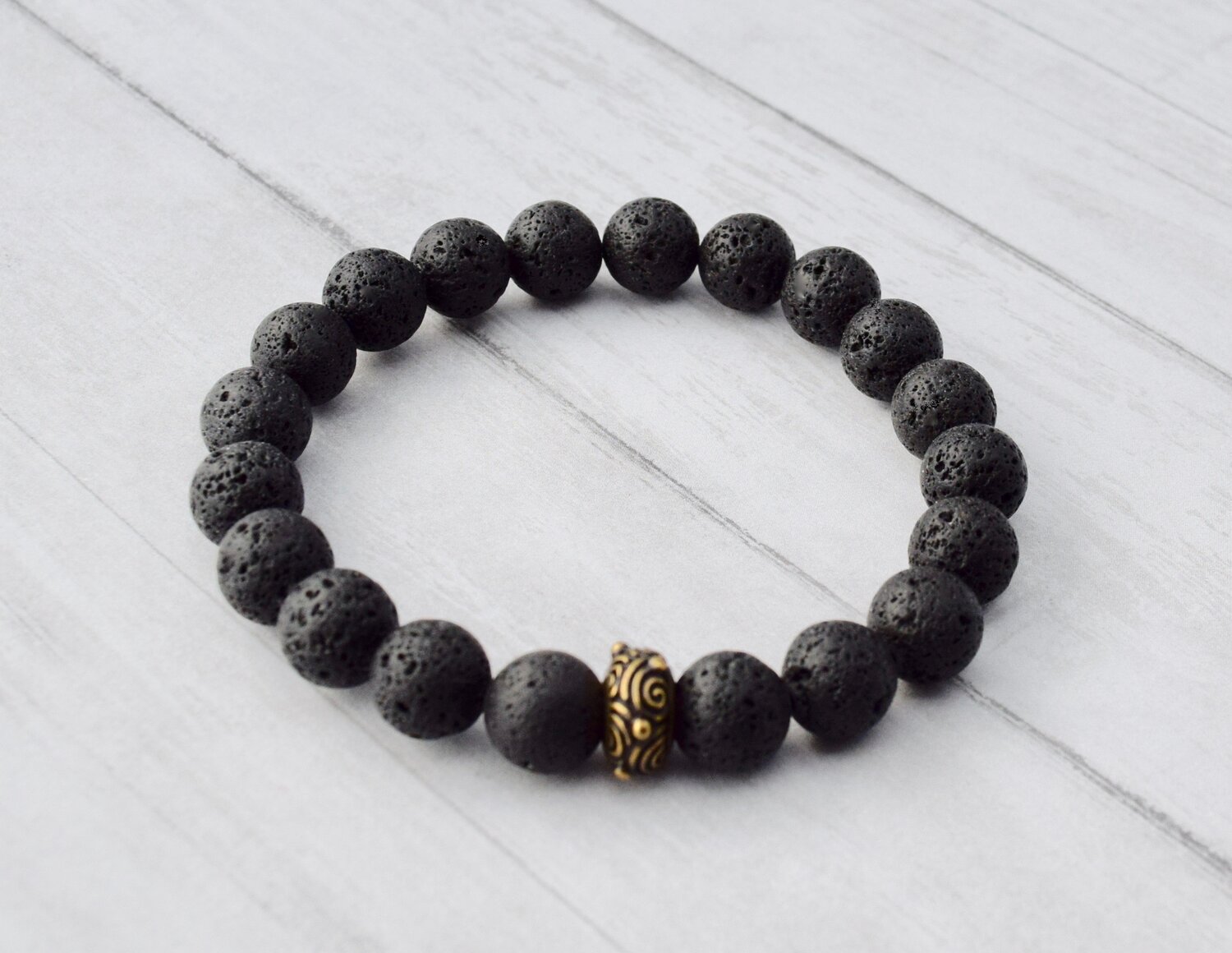 Men's Lava Stone Bracelet - Men's Beaded Bracelet - Essential Oil Bracelet  - Bracelet for Courage and Stability — Lotus & Lava