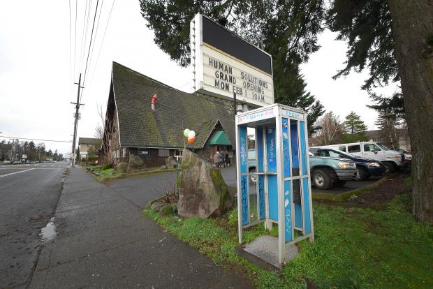 The exterior of the new year-round family shelter. The site, formerly the Black Cauldron strip club, is located at 16015 SE Stark St. in Portland.