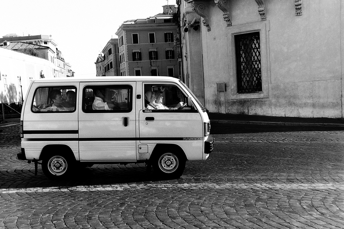 Italy, minivan, nuns, road, rome, van