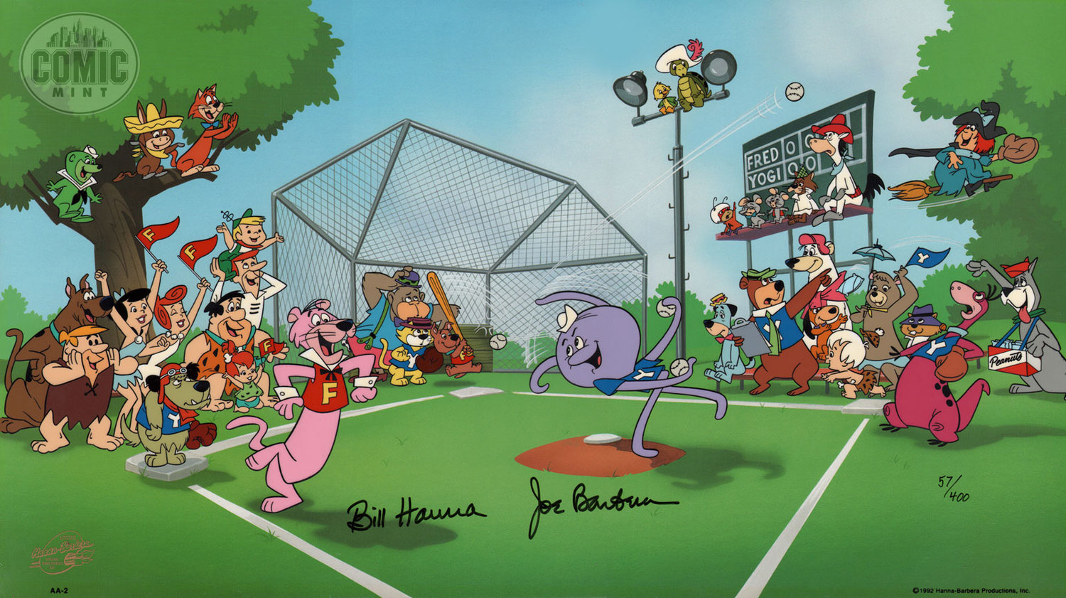 Comic Mint Animation Art Play Ball Signed By Bill Hanna And Joe Barbera