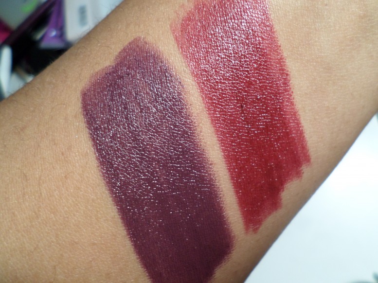 Make Up For Ever Rouge Artist Intense 48 Satin Blackcurrant (right) and 49 Satin Blueberry (left)