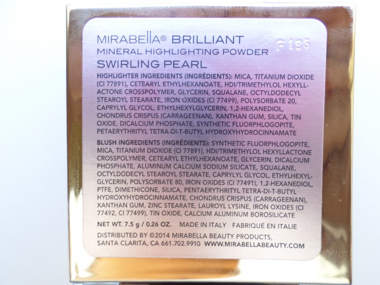 Mirabella Brilliant Mineral Highlighting Powder in Swirling Pearl ingredients