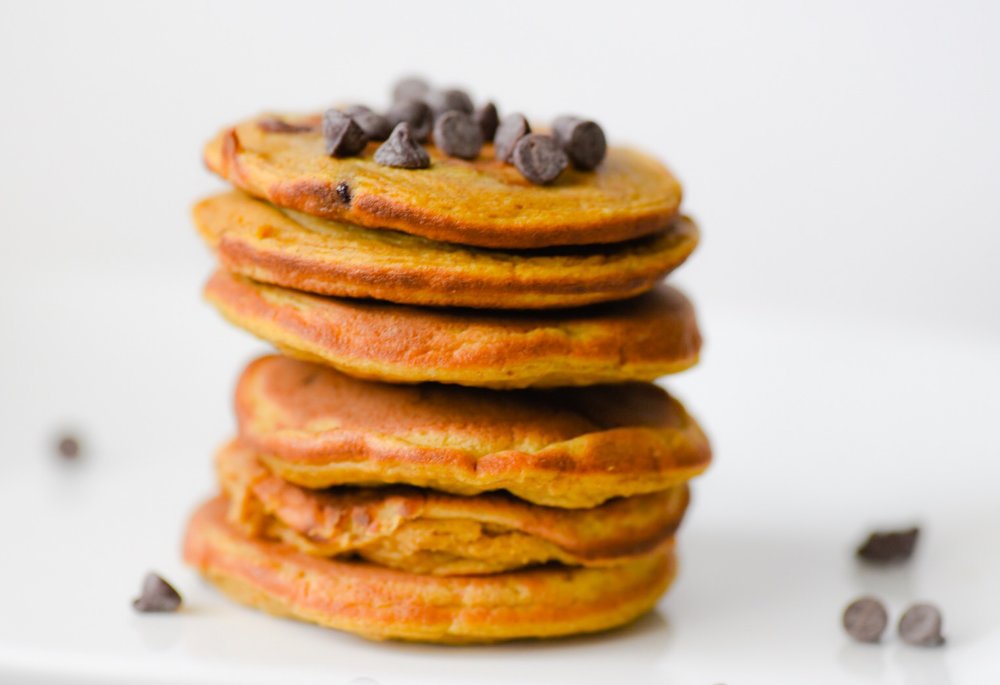 Pumpkin spiced pancake with chocolate chips