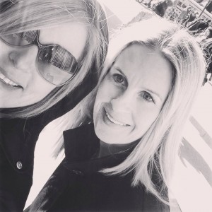 Liz and Lisa in black and white