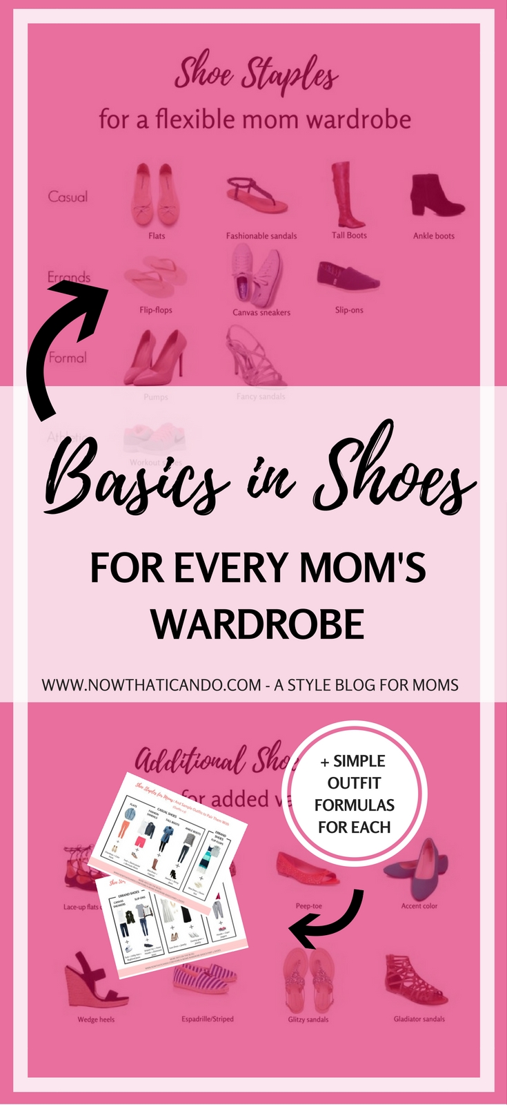 Ever frustrated by not having the right shoes to go with your outfits on a regular basis? Looking for some chic to add to your mom wardrobe without compromising comfort? This blogger breaks down the four basic categories of shoes moms should be looking for. Click through for the best comfortable and versatile shoes to own as a mom, and some inspiration for how to wear them in every day outfits.
