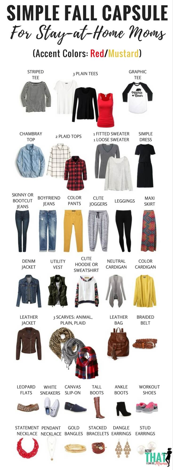 Are you a stay-at-home mom needing ideas for a flexibly stylish but comfortable fall wardrobe? Check out this simple ensemble that creates 72+ outfits to keep you looking fabulous all fall! Click through for graphics and printables.
