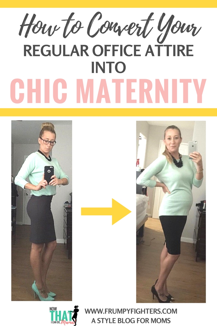 If you're planning to work a corporate job during your pregnancy these tips are going to be a huge help! Check out how this mama used a large part of her non-maternity, pre-pregnancy wardrobe to dress chic for her corporate office job throughout her pregnancy! 5 maternity outfit examples that you can easily follow. #momfashion #mommy #style #Maternity #wardrobe #Inspiration #Office #pregnancy #pregnancystyle #moms