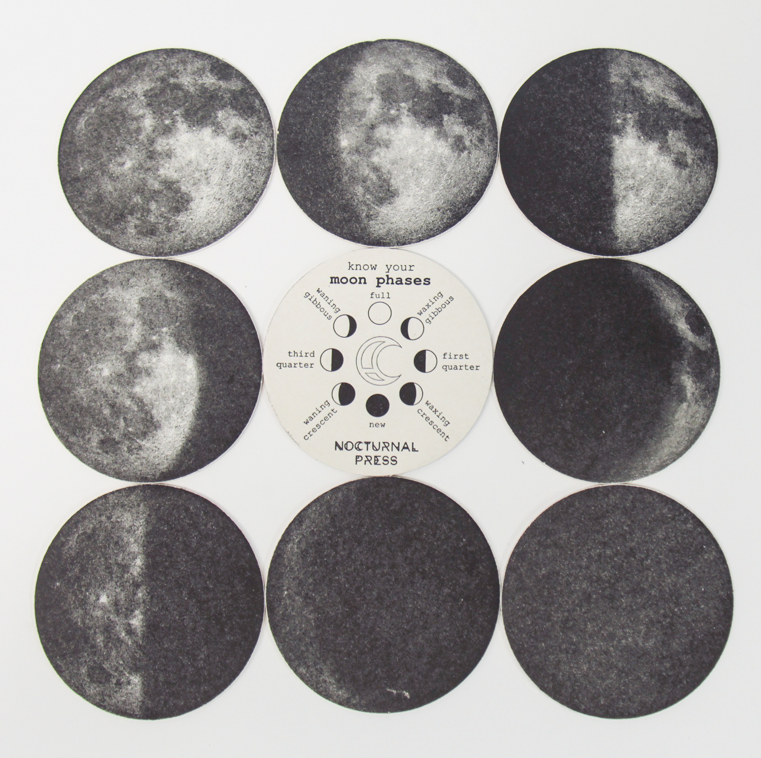 Laser Engraved Coaster Set Moon Phases Coaster Set of 4 Moon Phases Engraving