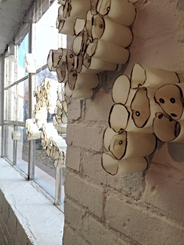 Fungus Colony installation | waxed cloth | Shannon Newby