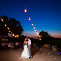 First dance at sunset Vineyard at Chappel Lodge