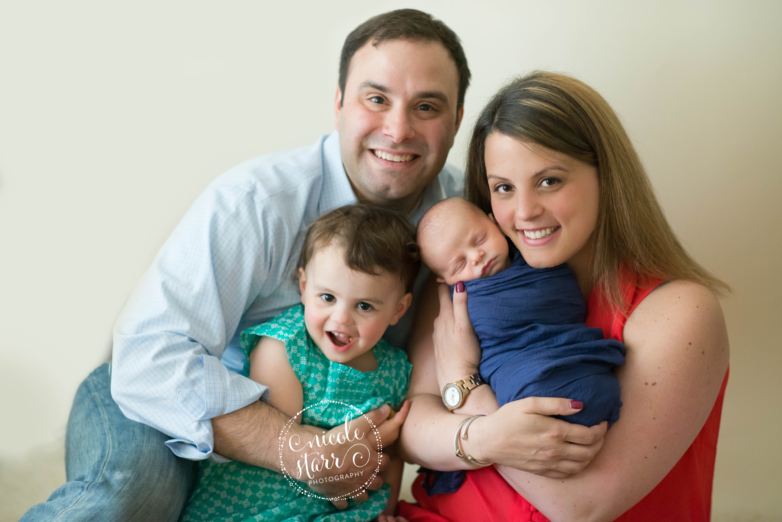 colorful family photo during a newborn session in boston
