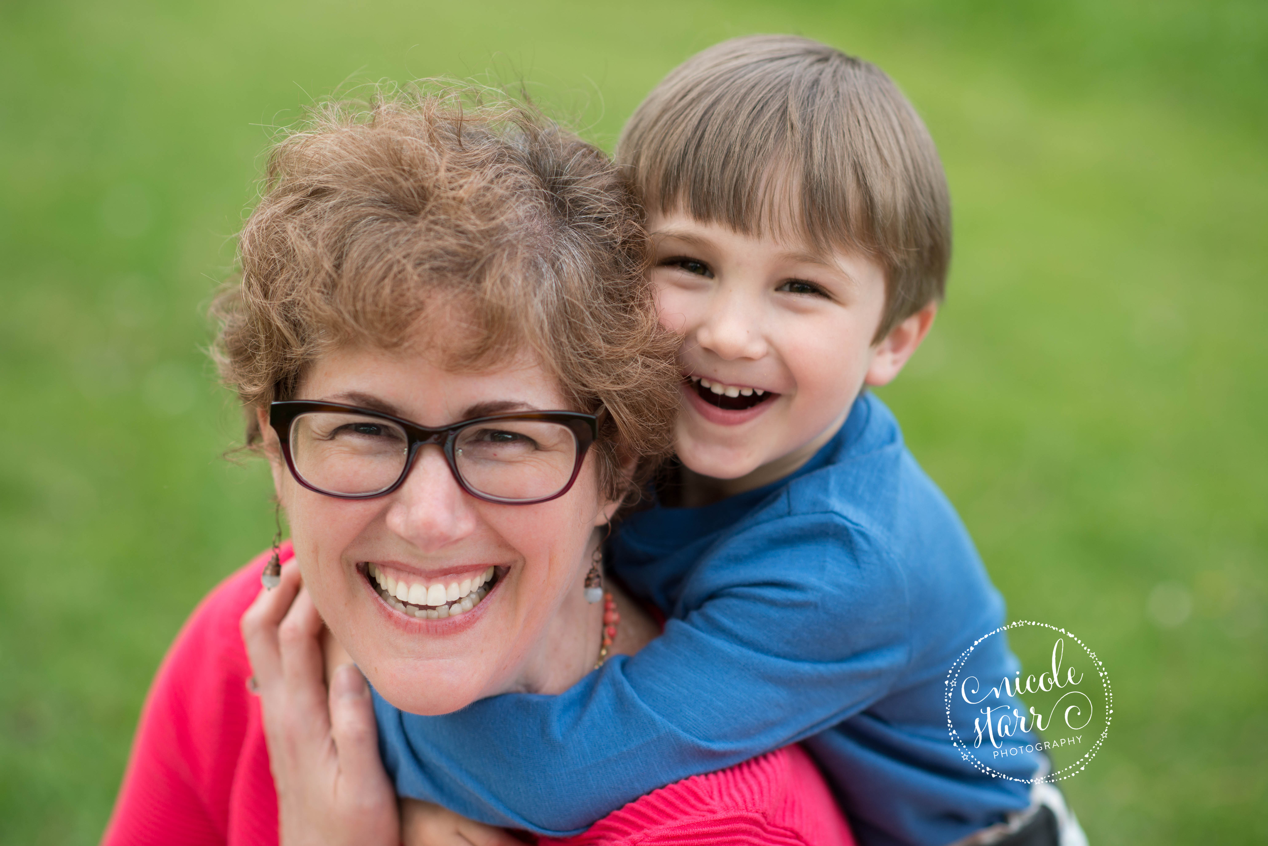 mom and son hugs at brookline park photo