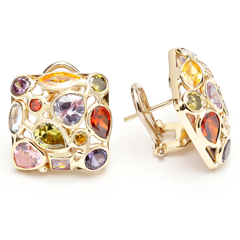 Vintage Italian Multicolored Gemstone Earrings by AVprophoto