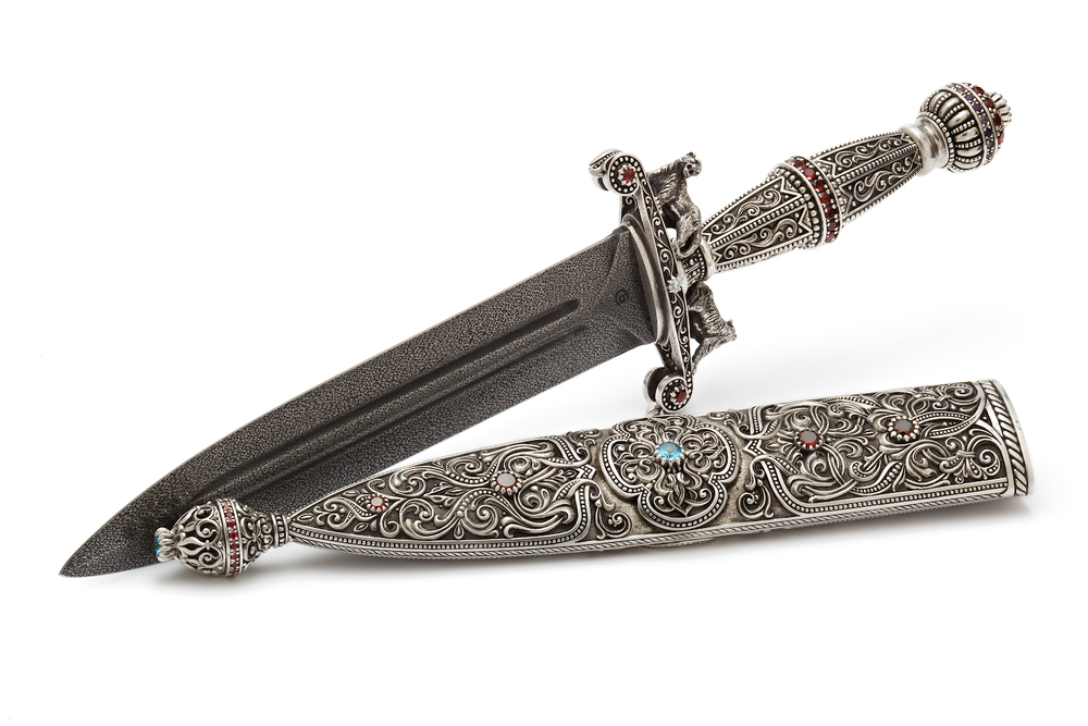 Custom Damascus Steel Sterling Silver Dagger by AVprophoto