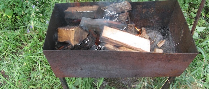Prepping the coals for shashlyki - no Kingsford junk!