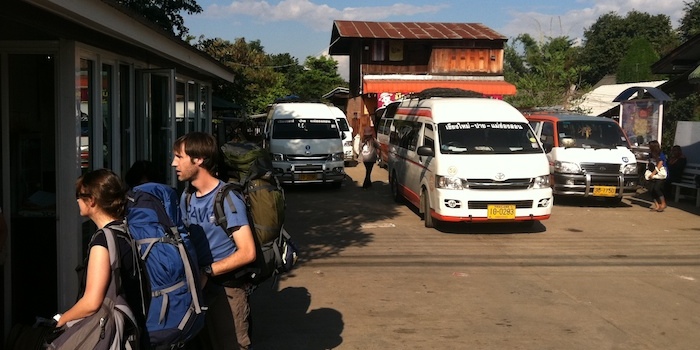 Pai bus station for vans minivans minibuses and buses to Chiang Mai and Mae Hong Son