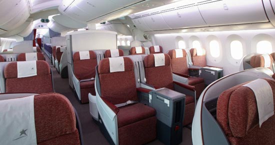 LAN business class cabin sure beats economy on four-hour flights