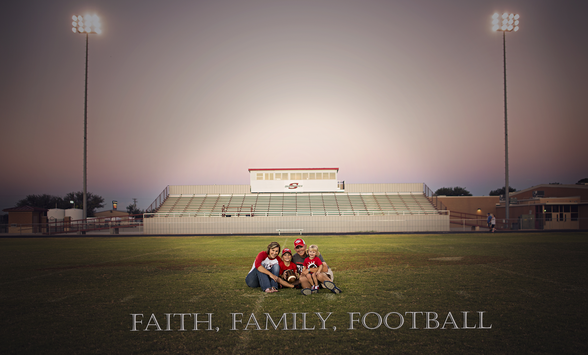 family session in field and football field