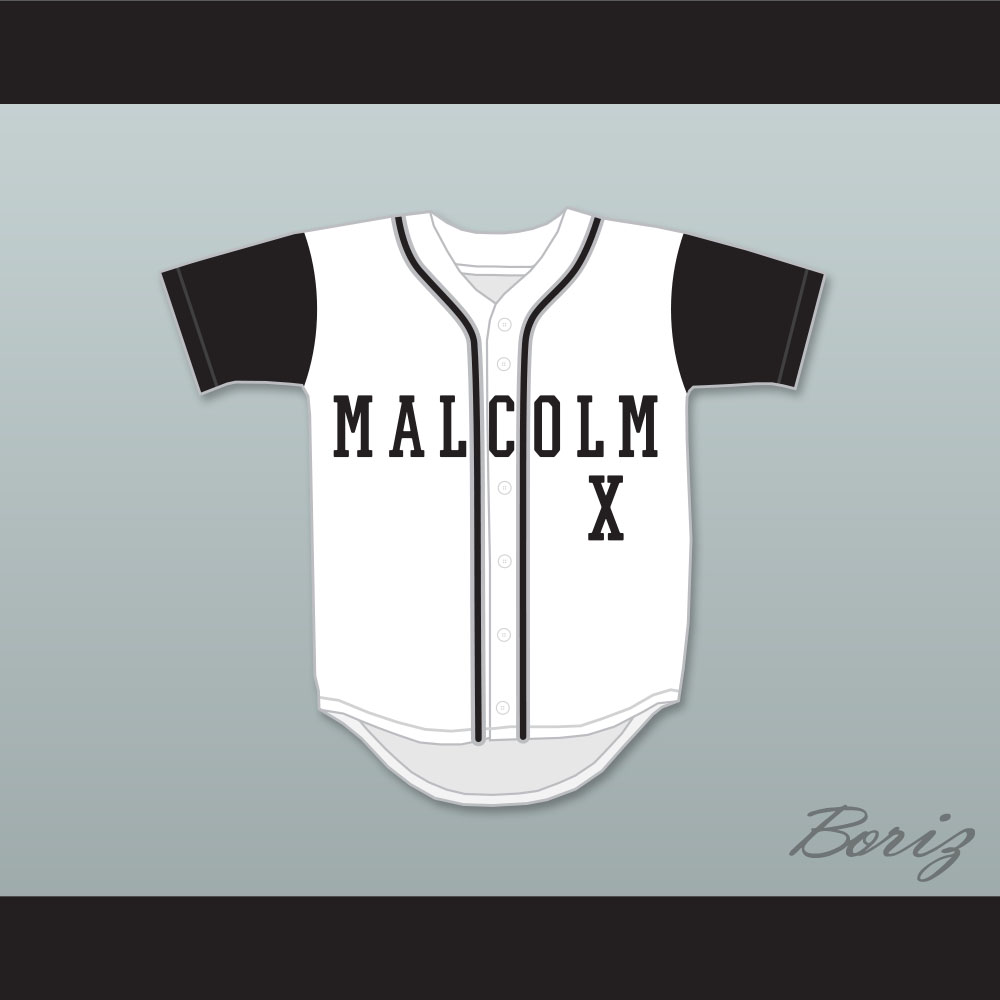 Malcolm X White Baseball Jersey A 