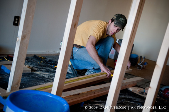 Joe Franek keeps his focus while renovating the Anthologie gallery and offices.