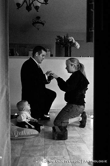 With the couple's North Mankato kitchen floor as the setting, Tyler proposes to Ashley 3:25 a.m. May 9 as their son Logan takes in the moment.