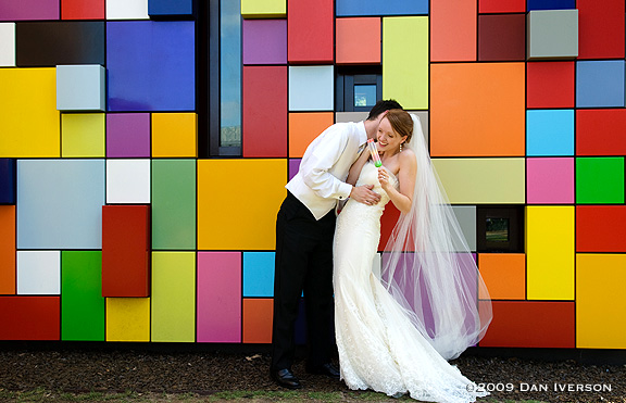 Newlyweds Tyler and Debbie seek refreshment from the hot summer air June 6 in Houston, Texas.