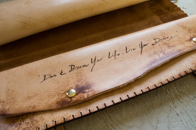 Live Your Dreams Custom leather knife roll for chef-7