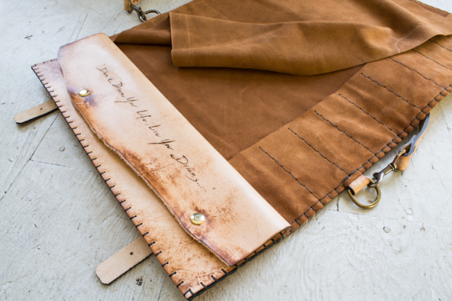 Live Your Dreams Custom leather knife roll for chef-8