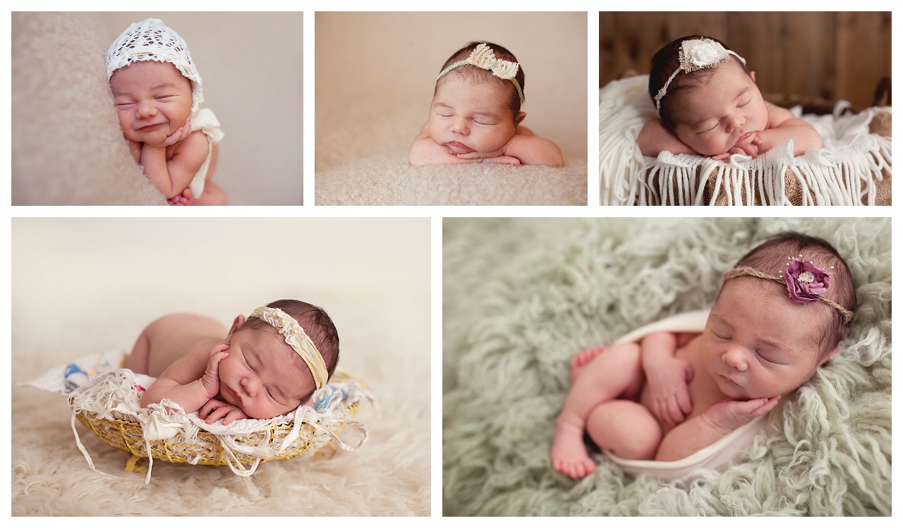 newborn baby girl with neutral color palette