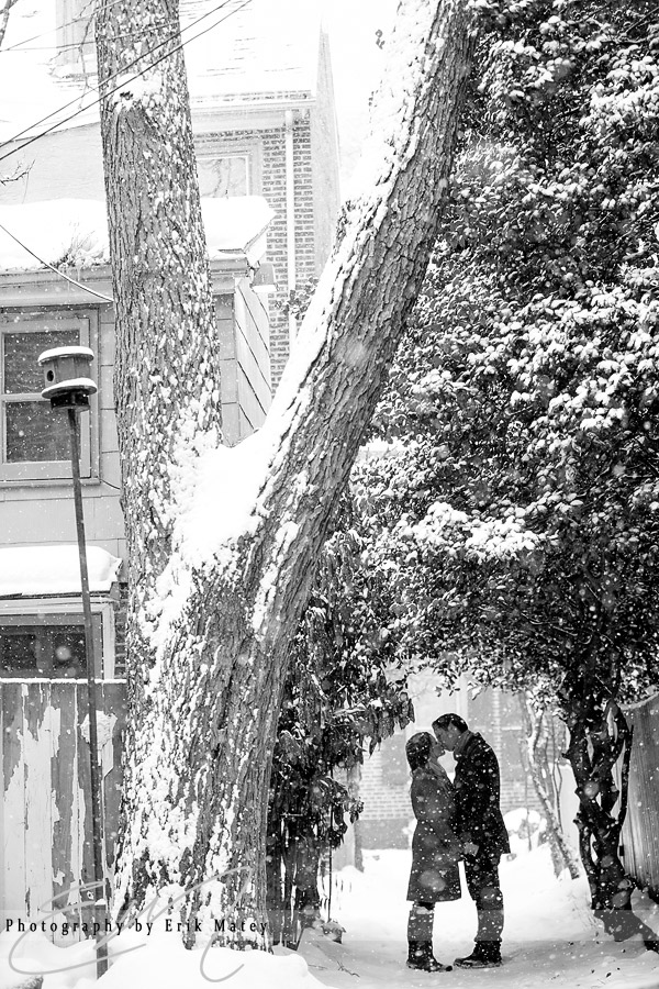 engagement session in the snow