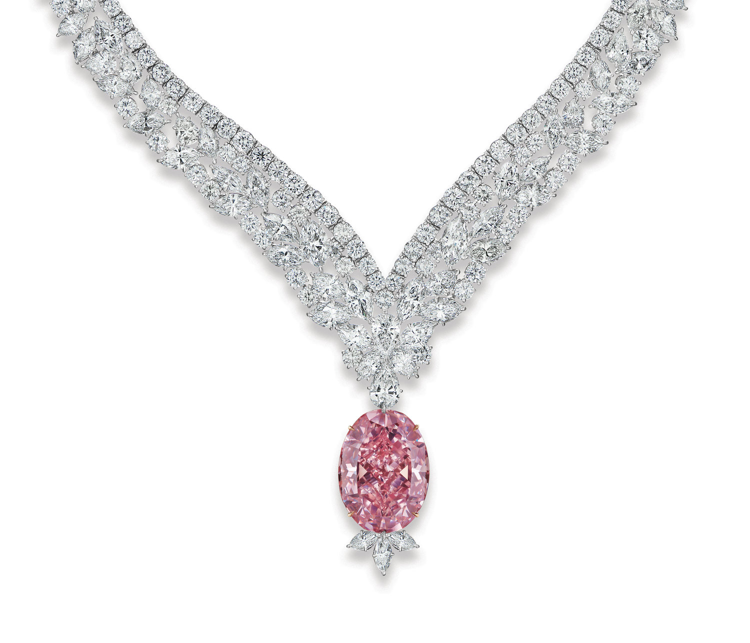 rare pink diamond necklace