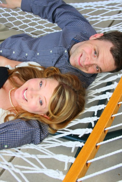 engagement portrait couple in hammock