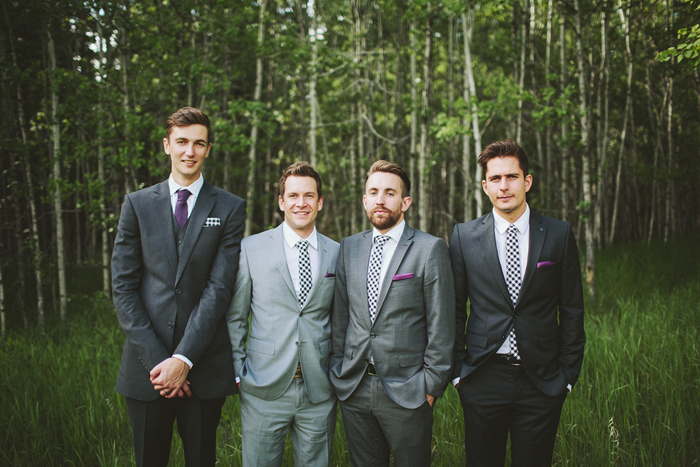 calgary wedding photographer, shawnessy barn wedding, groomsmen in slim grey suits