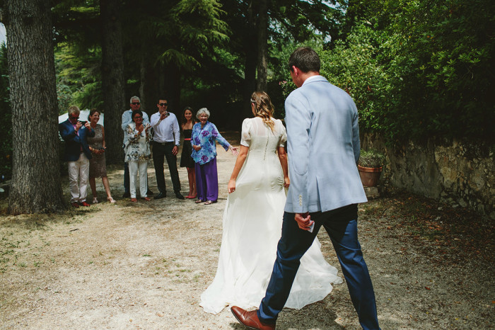 french wedding, provence wedding, first look, vintage bride, groom in blue suit