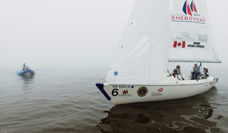 Canadian Elizabeth Shaw was one of the sighted skippers of the Buddy Melges Challenge, the 3rd event of the 2016 WIM Series and also the Women's Match Racing World Championship, who were challenged by Vicki Sheen, British skipper from the Blind Match Racing World Championship in Sheboygan. Photo: Niklas Axhede/WIM Series.