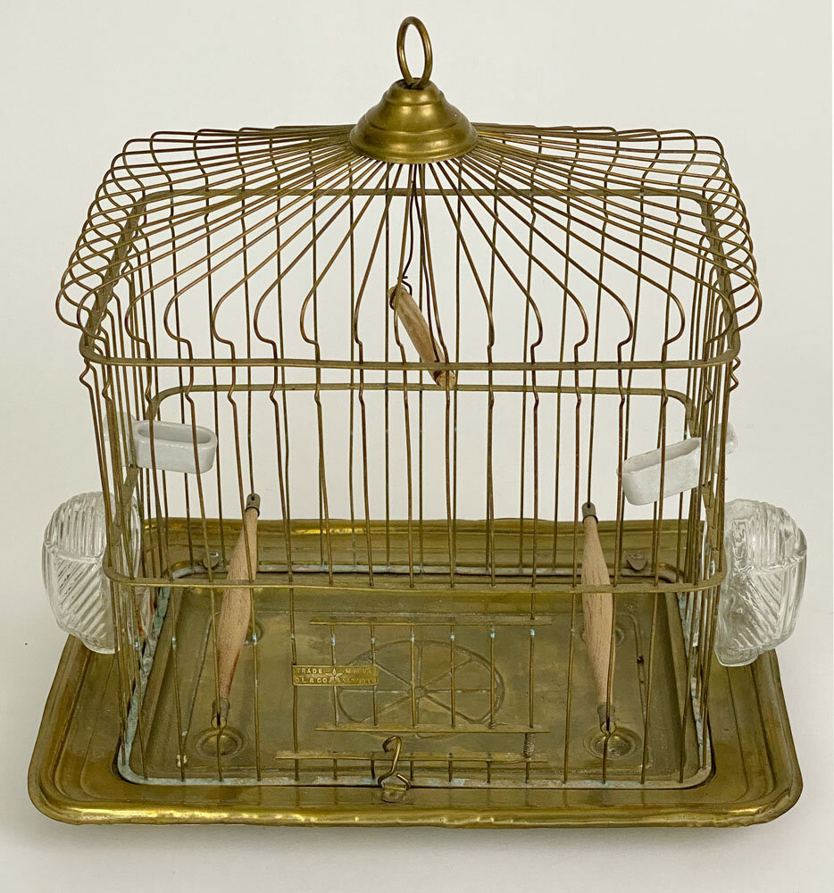 Antique Hanging Exotic Brass Birdcage Top & Bottom Finial Mesh Sides 